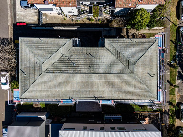 The old roof of a building