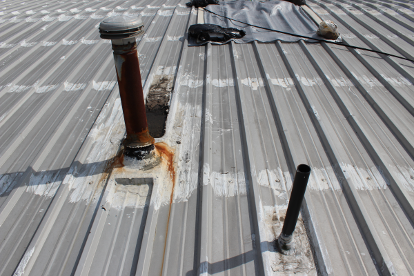 Metal roof with roof repairs