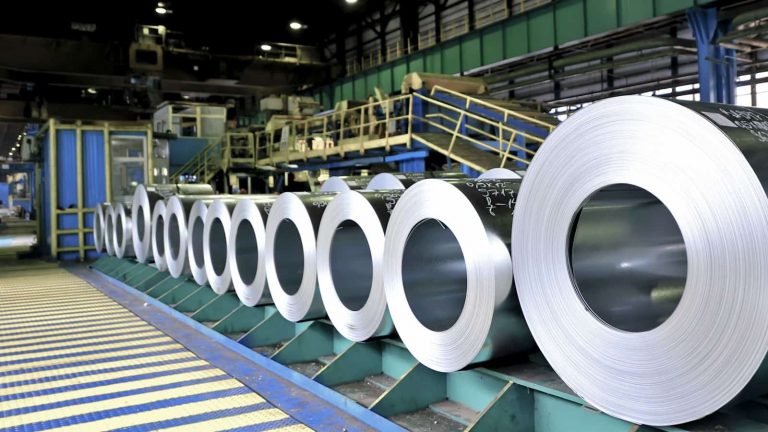 Bluescope Steel rolls in a warehouse