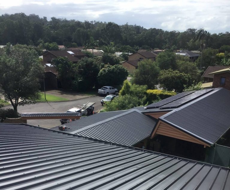 Close up of a new colorbond metal roof in Ferny Grove