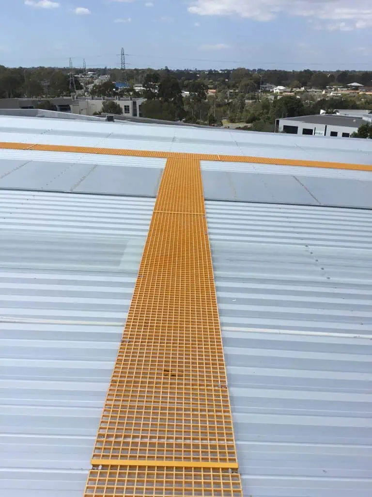 New metal roof with yellow grate