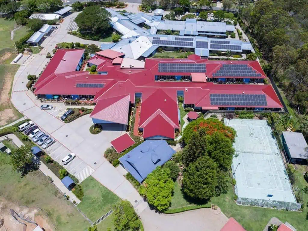 after tile conversion to red colorbond metal roof with solar panels