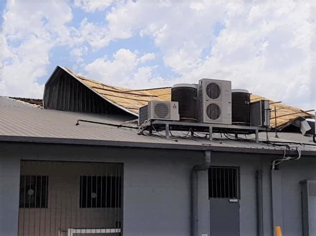 Metal roofing after a storm